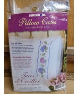 Dimensions Pillow Cases in Stamped Cross Stitch Hydrangea &amp; Ribbon 72760... - $33.92 CAD