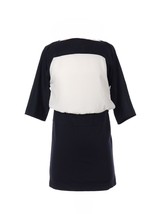 Ann Taylor Loft Colorblock in Navy Blue White Dolman Sleeve Blouson Dress 6P - £7.11 GBP