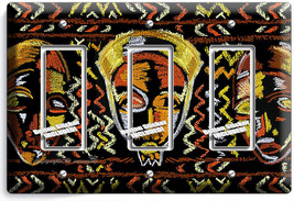 African Mask Tribe Chief Warrior Graffiti 3 Gfci Light Switch Wall Plates Decor - £12.90 GBP