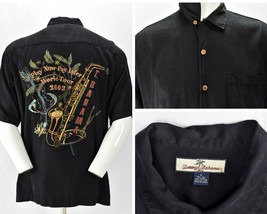 Tommy Bahama Play Now Pay Later World Tour 2003 Black Silk Camp Shirt Me... - $64.30