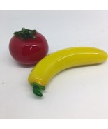 2 Hand Blown Glass Fruit Decorative Pieces Banana &amp; Tomato- Read Descrip... - £6.14 GBP