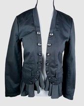 Free People Ruffles Hem Open Jacket Size XS Black Button Design - £42.81 GBP