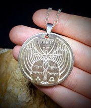 OPEN VESSEL: Archangel &amp; Flower of Life Handmade Disc Pendant .999 Silver OOAK - £755.39 GBP