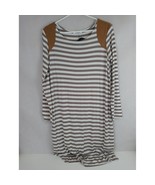 NWT Caralase Brown &amp; White Striped Long Sleeve Dress Size Medium - $19.79