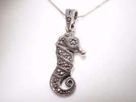 Marcasite Seahorse Necklace 925 Sterling Silver ocean beach sand reef swim - £24.53 GBP