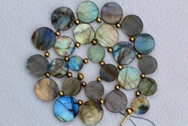 Natural 22 pieces smooth labradorite tire shape Beads 9 -- 15 mm approx...natura - £54.44 GBP