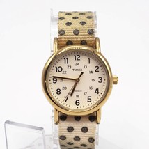 Timex Analog Quartz Ladies Wrist Watch Polka Dot Canvas Band - $14.84
