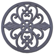 Decorative Round Cast Iron Trivet Ornate Heart Design Kitchen Hot Pad 8&quot; Wide N - £11.59 GBP