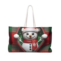 Personalised/Non-Personalised Weekender Bag, Cute Snowman, Christmas, Tartan, La - £39.29 GBP