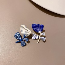 White Blue Painting Leaf Flower Earrings For Women 2022 New Chic Jewelry Persona - £7.13 GBP