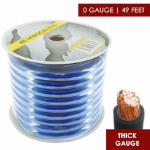 0 Gauge Amplifier Power / Ground Wire 1/0 Ga Amp Cable, 49 Feet BLUE - £86.37 GBP