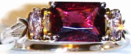 18 K Multi Gold Red Garnet Octagon & Pink Amethyst Ring, Size 7.5, 2.04(Tcw), 3 Gr - $525.00