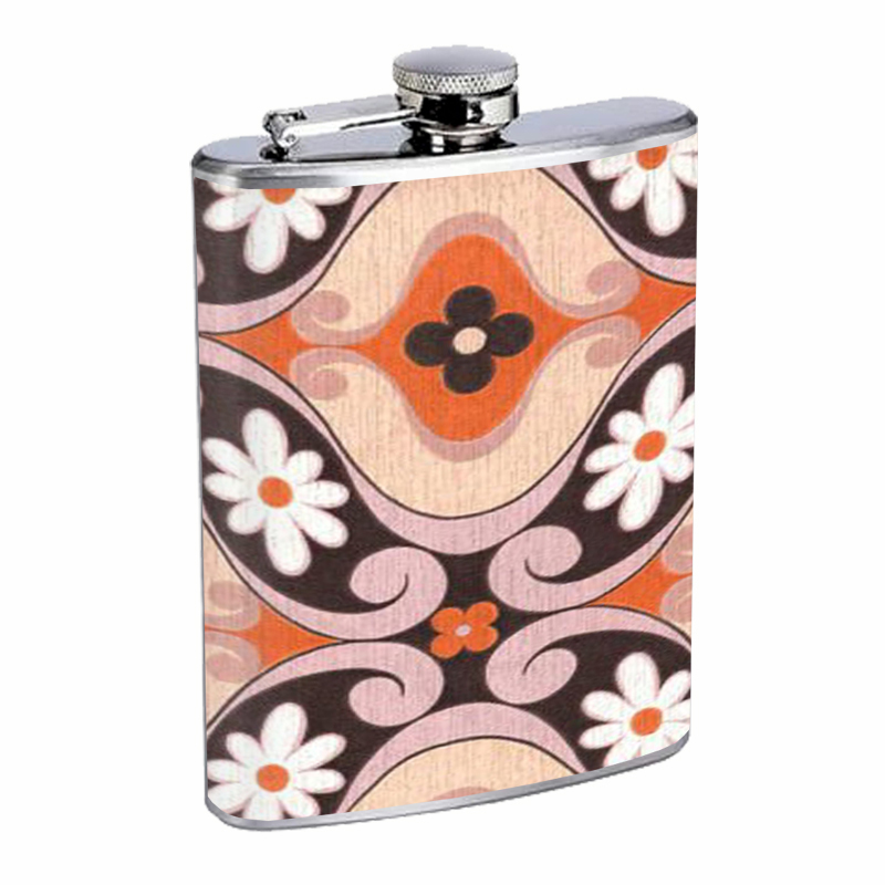 1960s Or 70s Mod Wallpaper 8 Flask 8oz Stainless Steel D-043