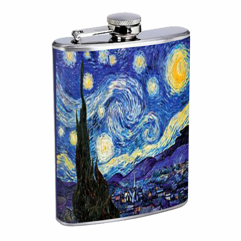 Vincent Van Gogh Starry Night Flask 8oz Stainless Steel D-141