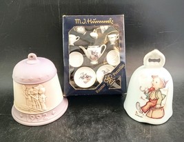 Lot of 3 Goebel Hummel, 2 Bells +  Miniature Tea Set, OBO - $22.00