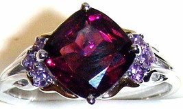 18 K Multi Gold Red Garnet Square & Purple Amethyst Ring, Size 7.5, 2.72(Tcw), 3 G - £517.70 GBP