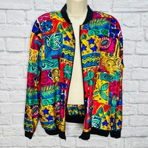 Vintage Impressions Bright Abstract Windbreaker Jacket Size 14 Multicolor Patch - £23.49 GBP