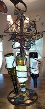 8 Bottle Vintage Metal Wine Rack Holder Grape Vine Wrought Iron 30&quot; - £59.94 GBP