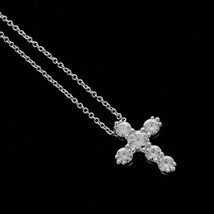 0.75CT Moissanite Religious Cross Pendant Necklace 14K White Gold Plated Silver - £51.85 GBP