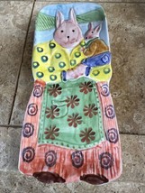 Vintage Majolica Pottery Mom and Baby Rabbit Wall Hanging Italy - £28.55 GBP