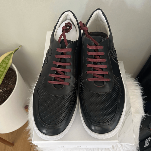 ROBERT GRAHAM Barrelman Leather Sneaker, Designer Black/Red Laces Size 11.5, NWT Item image 14