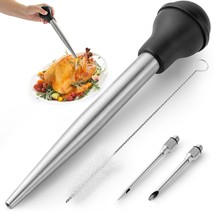 Stainless Steel Turkey Baster For Cooking- Food Grade Metal Turkey Baster Syring - £23.78 GBP