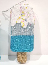 Blue Glitter Sprinkles Popsicle Candy Land Christmas Ornament 5.25&quot; - £10.55 GBP