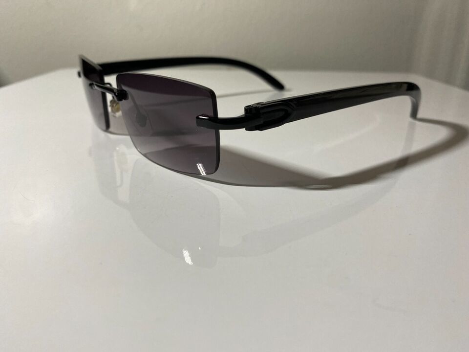 sunglasses men rectangular rimless, black on black - $9.50