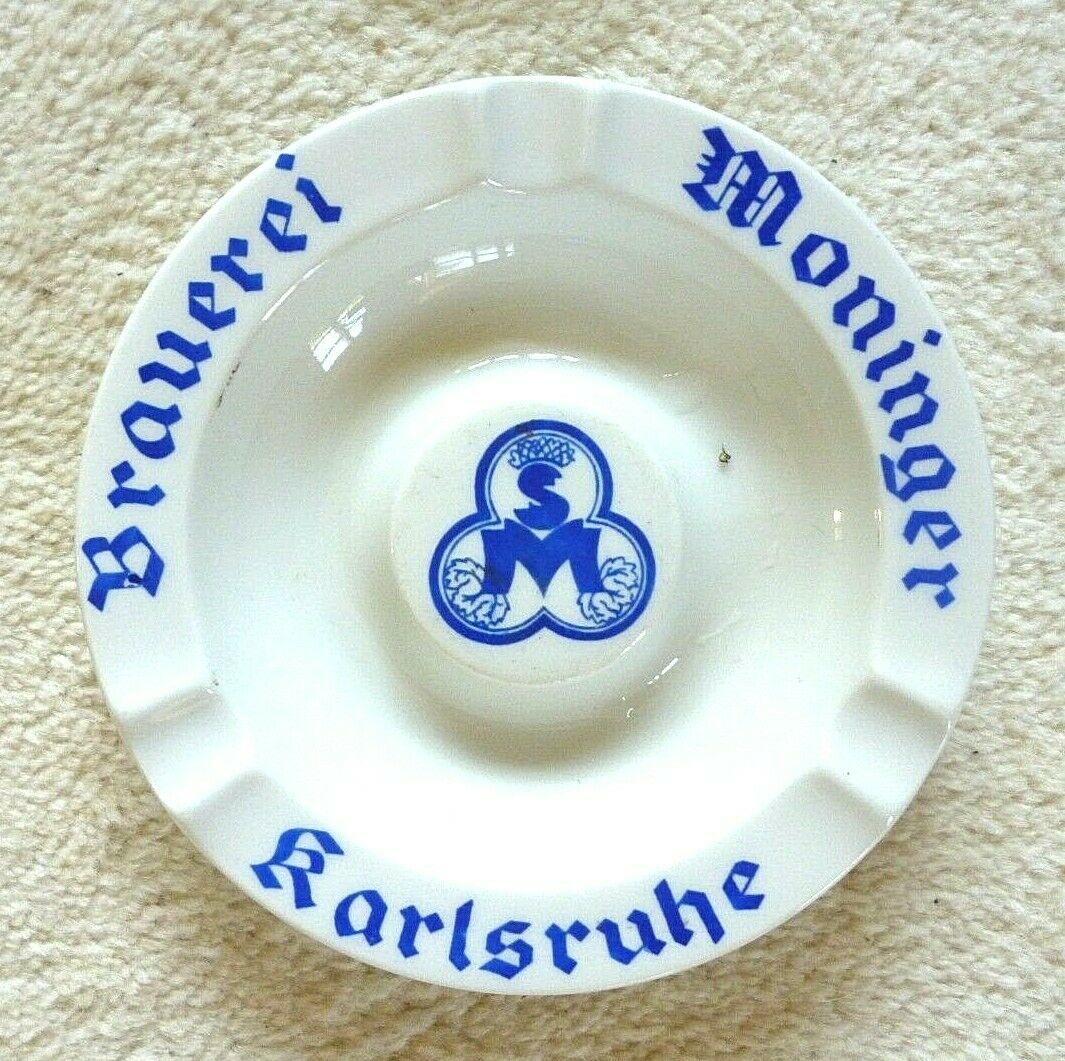 2 Moninger Brewery Karlsruhe Porcelain German Ashtrays - £11.62 GBP