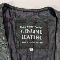 Navarre Leather Company Mens Italian Stone Design Genuine Leather Black Vest 2XL image 3