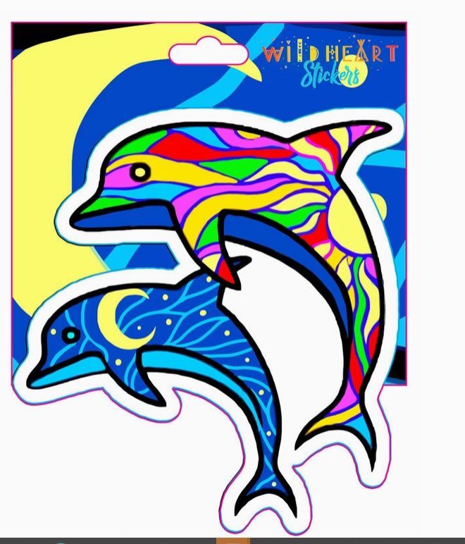 Mosaic Dolphins Outside  Window Sticker   Car Decal - $5.99
