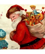 1907 Copyright Embossed Christmas Postcard Old Santa With Child And Toys - $16.34