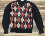 Vtg Acrylic Men’s King’s Road Sears Sweater Argyle V-Neck Orange Brown 7... - £22.01 GBP