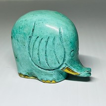 Solid Brass Elephant Figurine Turquoise Mid Century Modern Vintage 1980&#39;s - £31.01 GBP