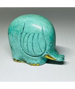 Solid Brass Elephant Figurine Turquoise Mid Century Modern Vintage 1980&#39;s - £31.15 GBP