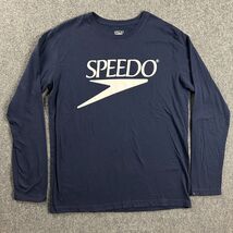 Speedo Shirt Adults Extra Large Blue Long Sleeve Logo Cotton Blend Mens - $20.92 CAD