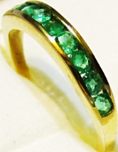 African Emerald Round Band Ring, 14 K Yellow Gold / Silver, Size 7, 0.75(Tcw) - $89.99