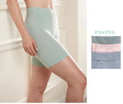 Breezies Set of 3 Seamless Cotton Long Leg Panties- PASTEL, MEDIUN - £19.78 GBP