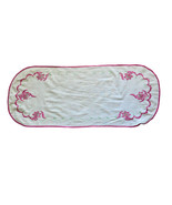 Table Tunner Floral Rectangle 38 by 16 inches  Pink WhiteTraditional Emb... - £9.84 GBP