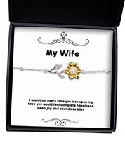 Funny Wife Sunflower Bracelet, I Wish That Every time You Look Upon My f... - $48.95