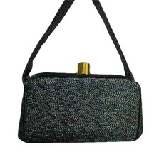 Vintage Stylecraft Miami Black Lurex Metallic Petite Box Purse 40s Origi... - $57.02