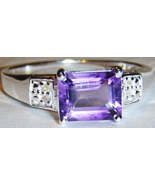 PURPLE AMETHYST OCTAGON &amp; DIAMOND RING, 925 SILVER, SIZE 9, 1.61(TCW), 2... - $34.30 CAD