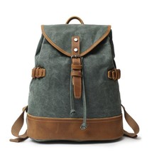 Canvas Leather Backpacks for Men Vintage Waterproof Laptop Daypacks Teenager - £75.08 GBP