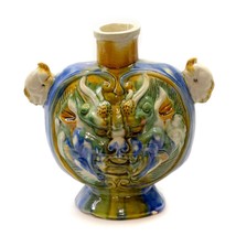 Chinese Sancai Glazed Pottery Molded Flask Dragon Animal Form Handles An... - $495.00