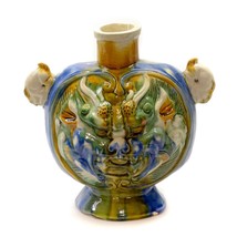 Chinese Sancai Glazed Pottery Molded Flask Dragon Animal Form Handles An... - £372.39 GBP