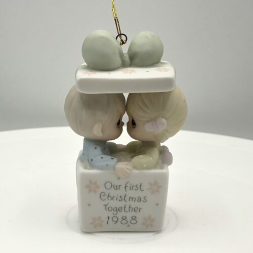 Primary image for PRECIOUS MOMENTS 1988 "Our First Christmas Together" 2.75" Ornament 520233