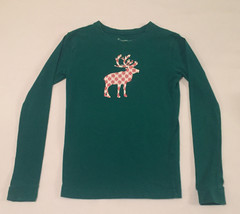 Pajamagram girl&#39;s Christmas pajama top size 10 green with reindeer snowf... - $3.00