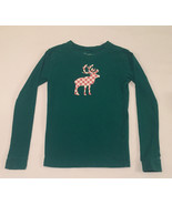 Pajamagram girl&#39;s Christmas pajama top size 10 green with reindeer snowf... - $4.08 CAD