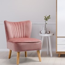 Armless Accent Chair Modern Velvet Leisure Chair-Pink - £107.46 GBP