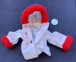 Vintage Barbie Woolish White And Red Coat Jacket - £10.89 GBP